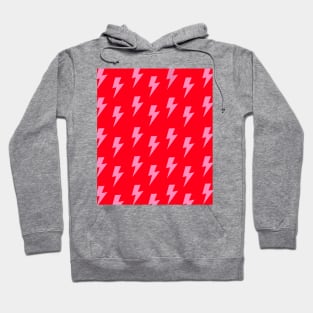 Pink Lightning Bolts on Red Hoodie